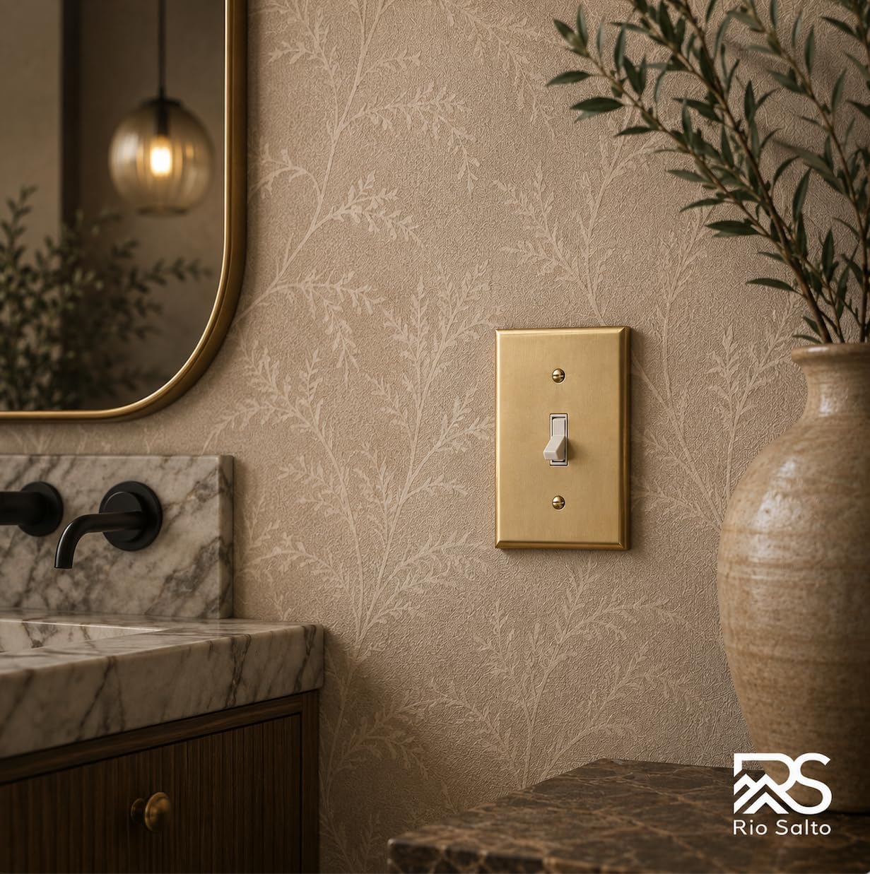 Rio Salto BRASS Decorative Brushed Brass Gold Light Switch Cover Plate Toggle Switch Plate Flip Switch 4 Pack 1 Gang
