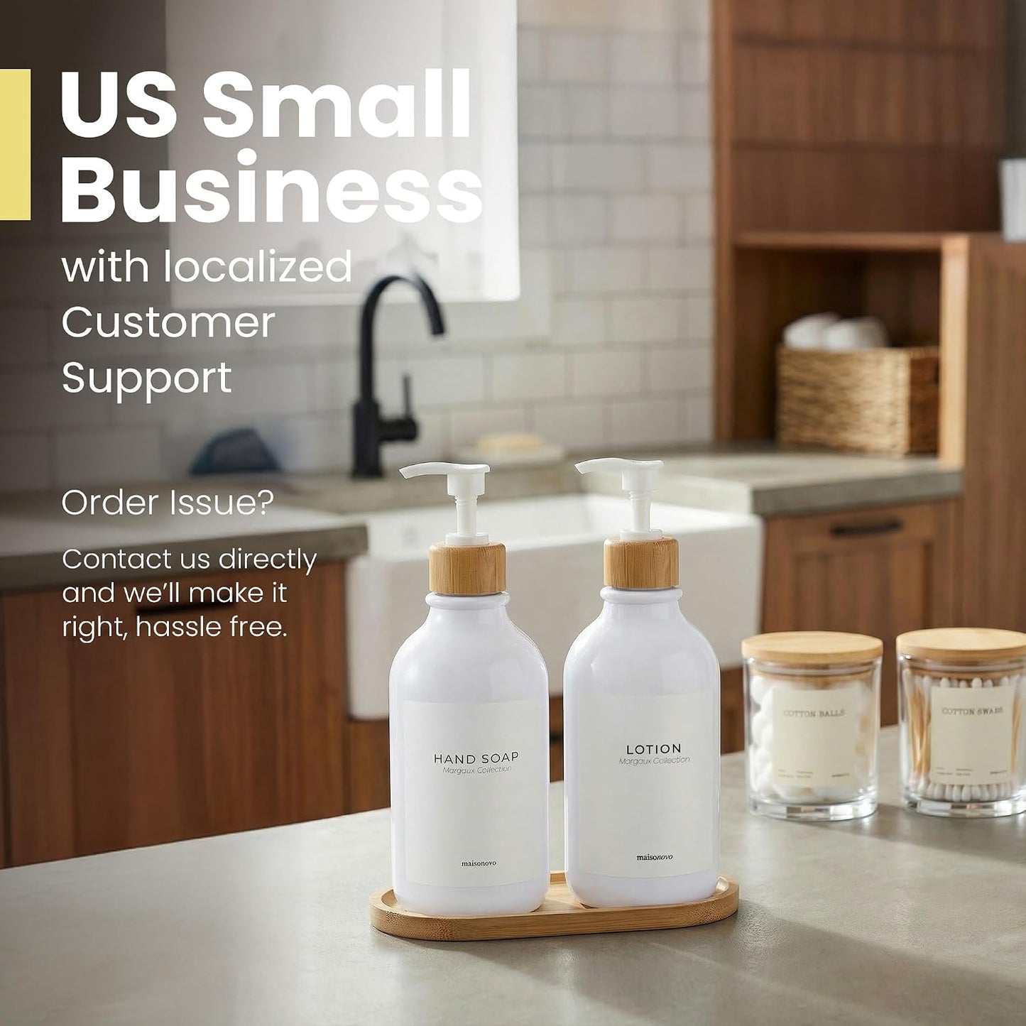 MaisoNovo Soap Dispenser Bathroom Set of 2-16.9 oz Bathroom Soap Dispenser Set - White Plastic Bottles x 2 with White