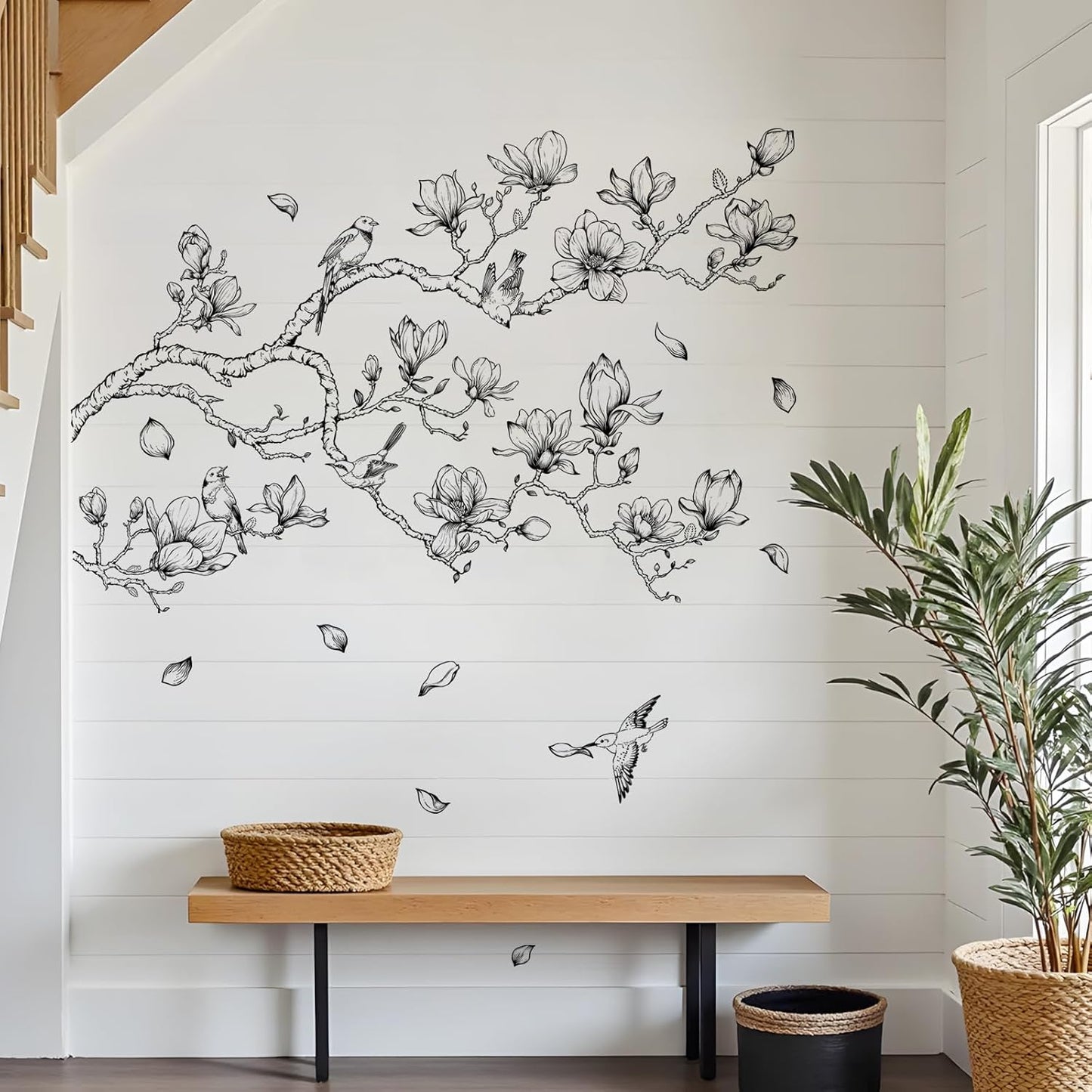 Supzopne Vintage Magnolia Tree Branch Wall Decal / Black and White