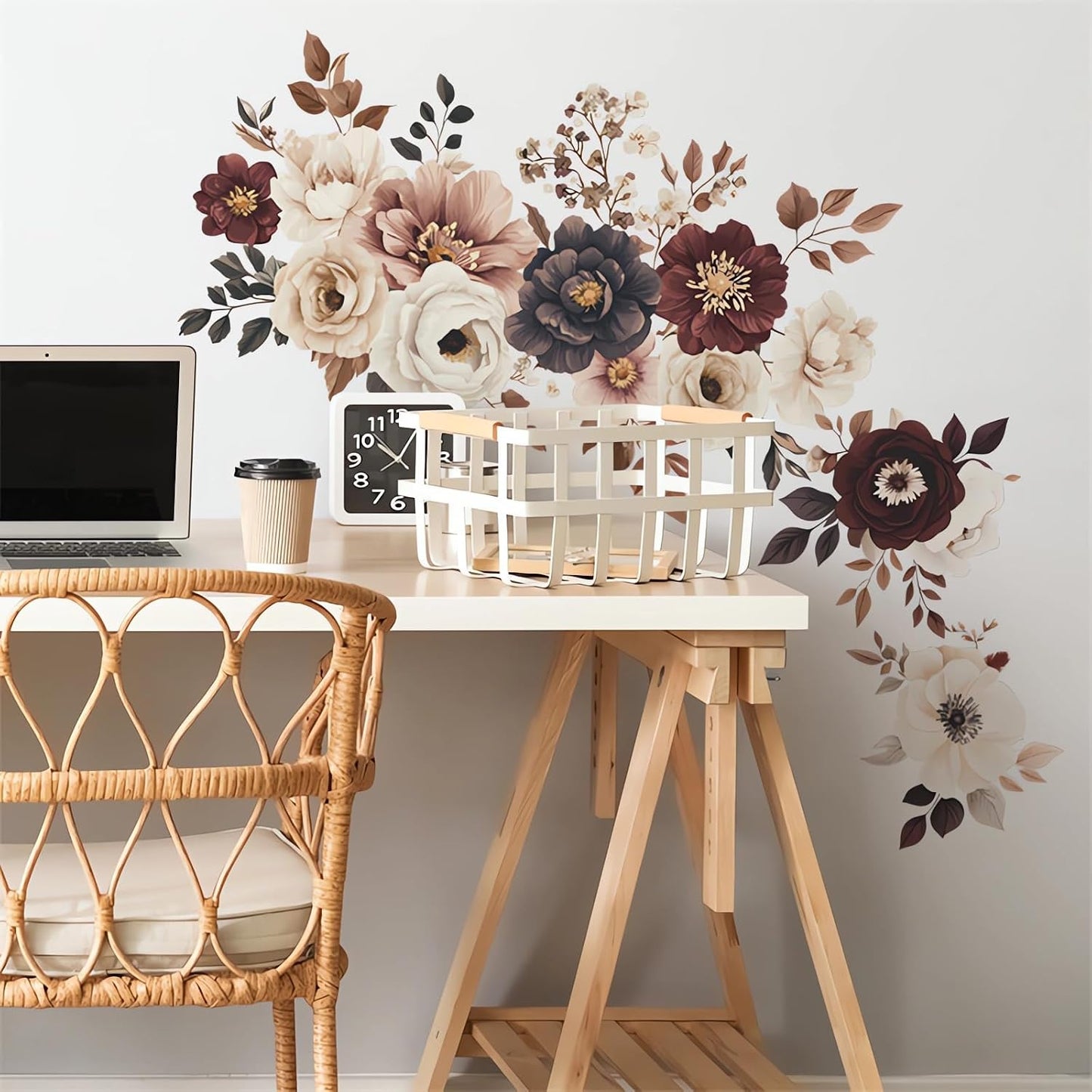 Elegant Peony Rose Flower Wall Stickers