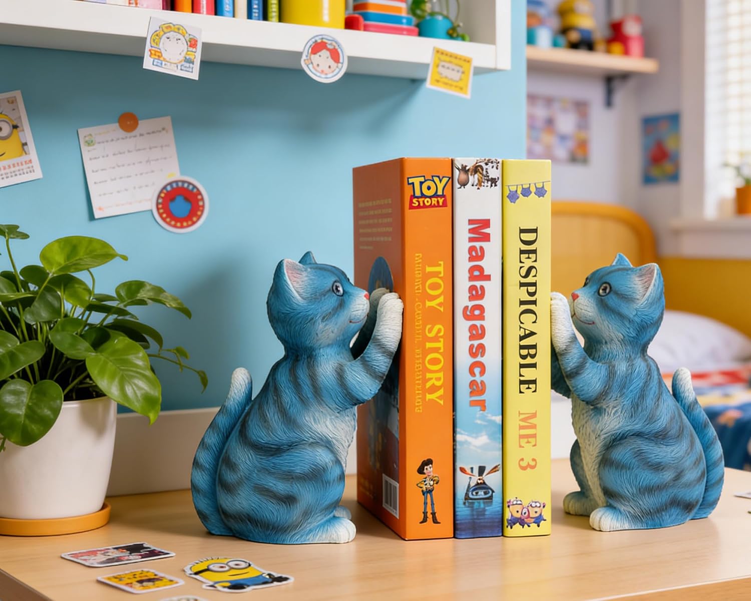 Cat Bookends / Heavy Duty Bookends / Blue