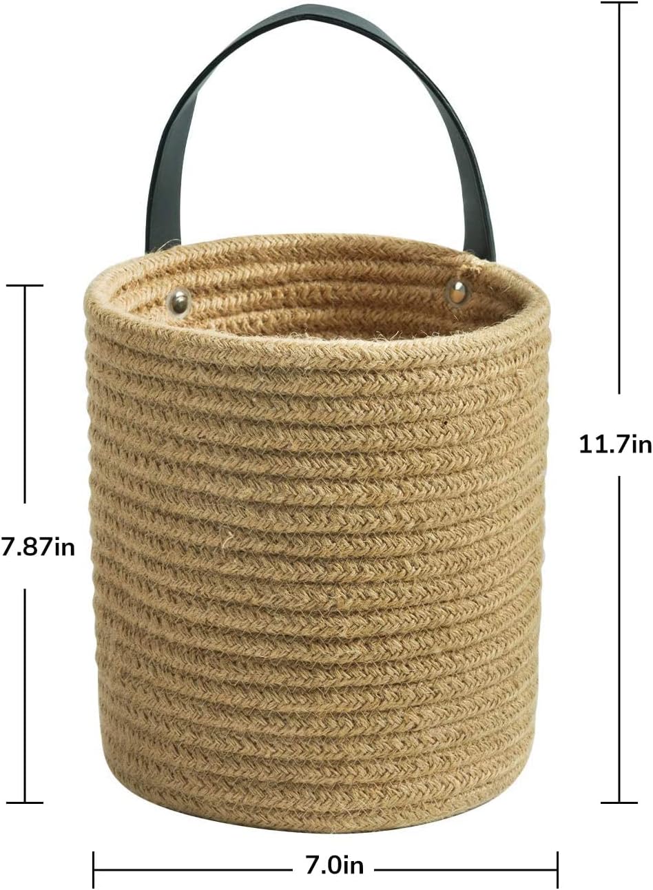 Small Woven Fern Hanging Rope Basket Flower Plants Wall Basket Decor Set Boho / Jute / Set of 2