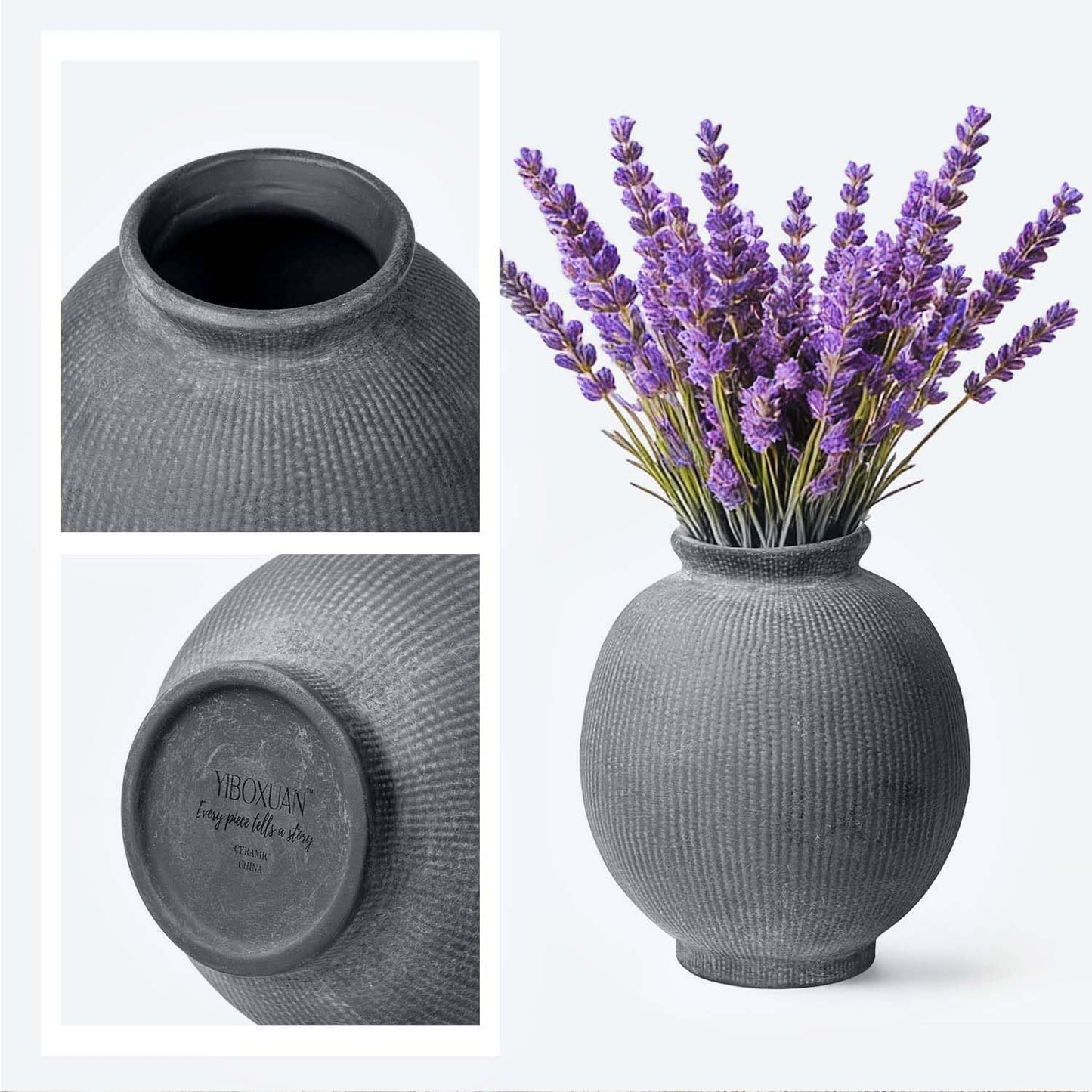 Ceramic Decorative Flower Vase / Modern Black-6.8