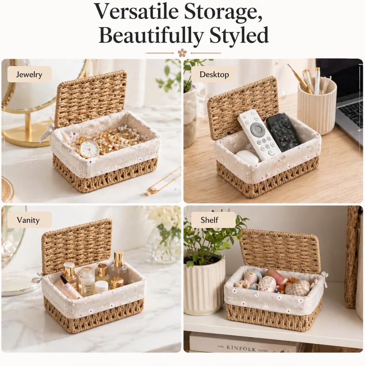 Woven Storage Basket / Khaki / 7 x 4.3 x 3