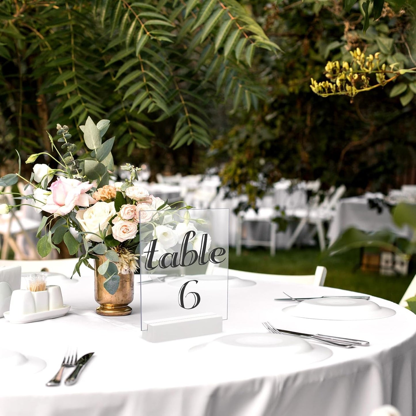 Wood Place Card Holders Wooden Table Number Holder Stands Name / White / 4.61 x 1.1 x 1 / Set of 12