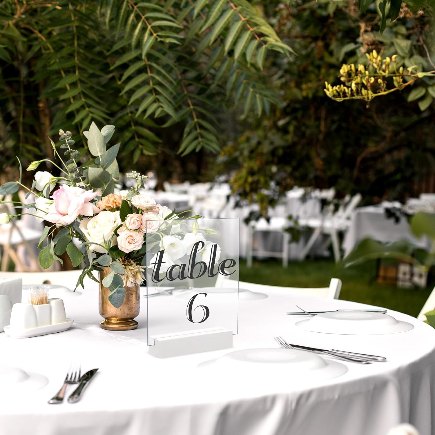 Wood Place Card Holders Wooden Table Number Holder Stands Name / White / 4.61 x 1.1 x 1 / Set of 12