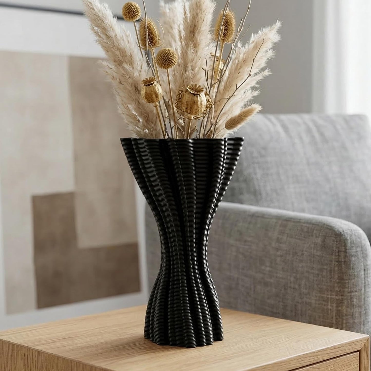 Minimalist Black Ceramic Vase / Black-a, 7.87 Inch