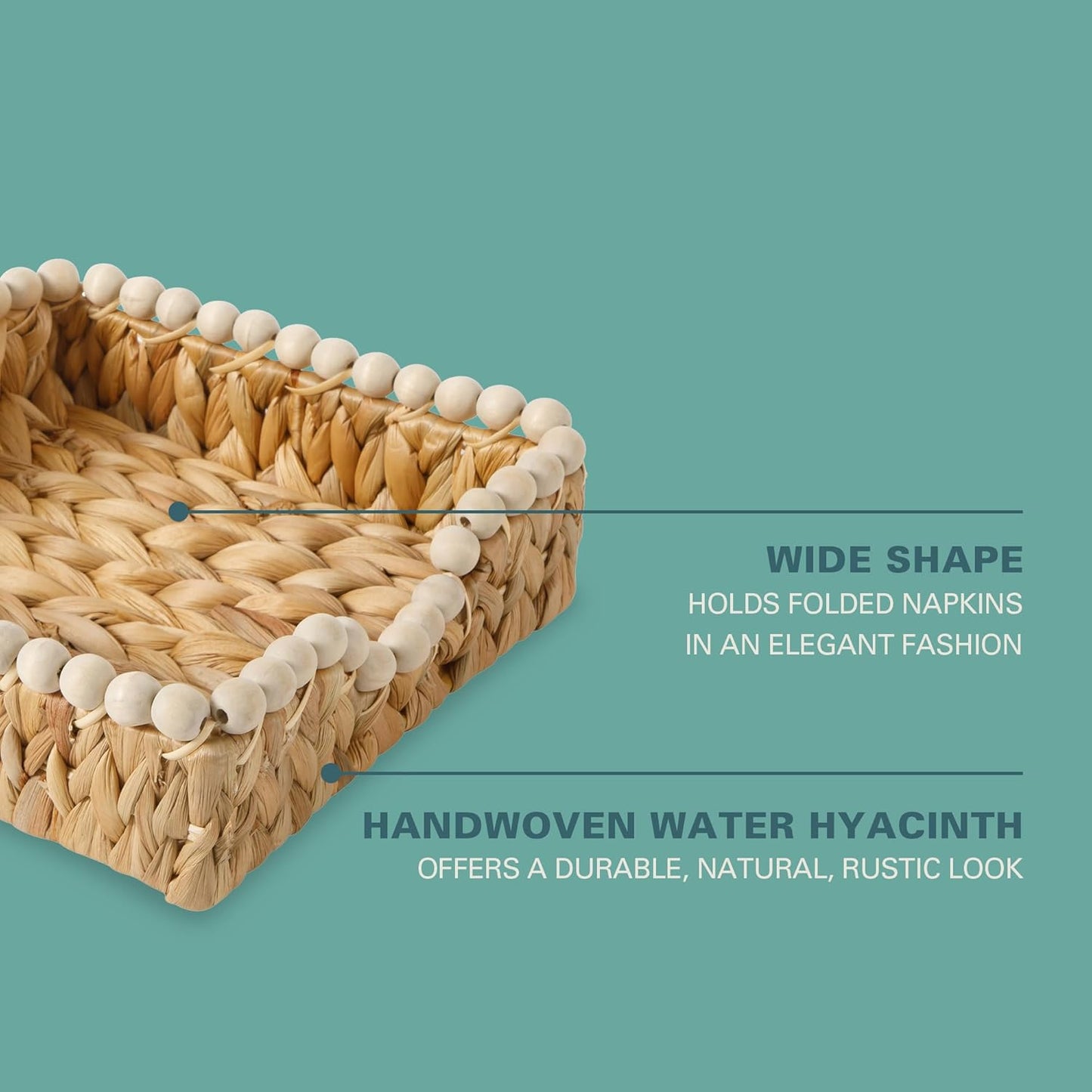 Square Basket / Riverrun Grove Woven Decorative / Natural Water Hyacinth / Napkin Holder Tray