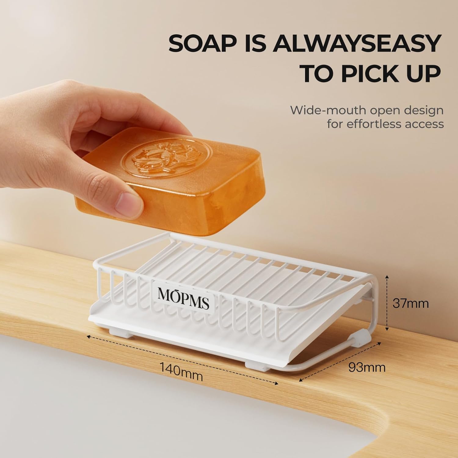 Carbon Steel Bar Soap Holder for Shower / White