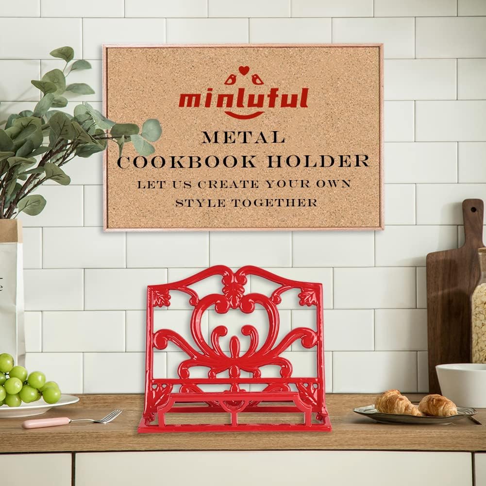 Cookbook Stand, Cast Iron Heavy-Duty Recipe Book Holder, Kitchen Vintage Recipe Book Holder, Reading Rest Holder for