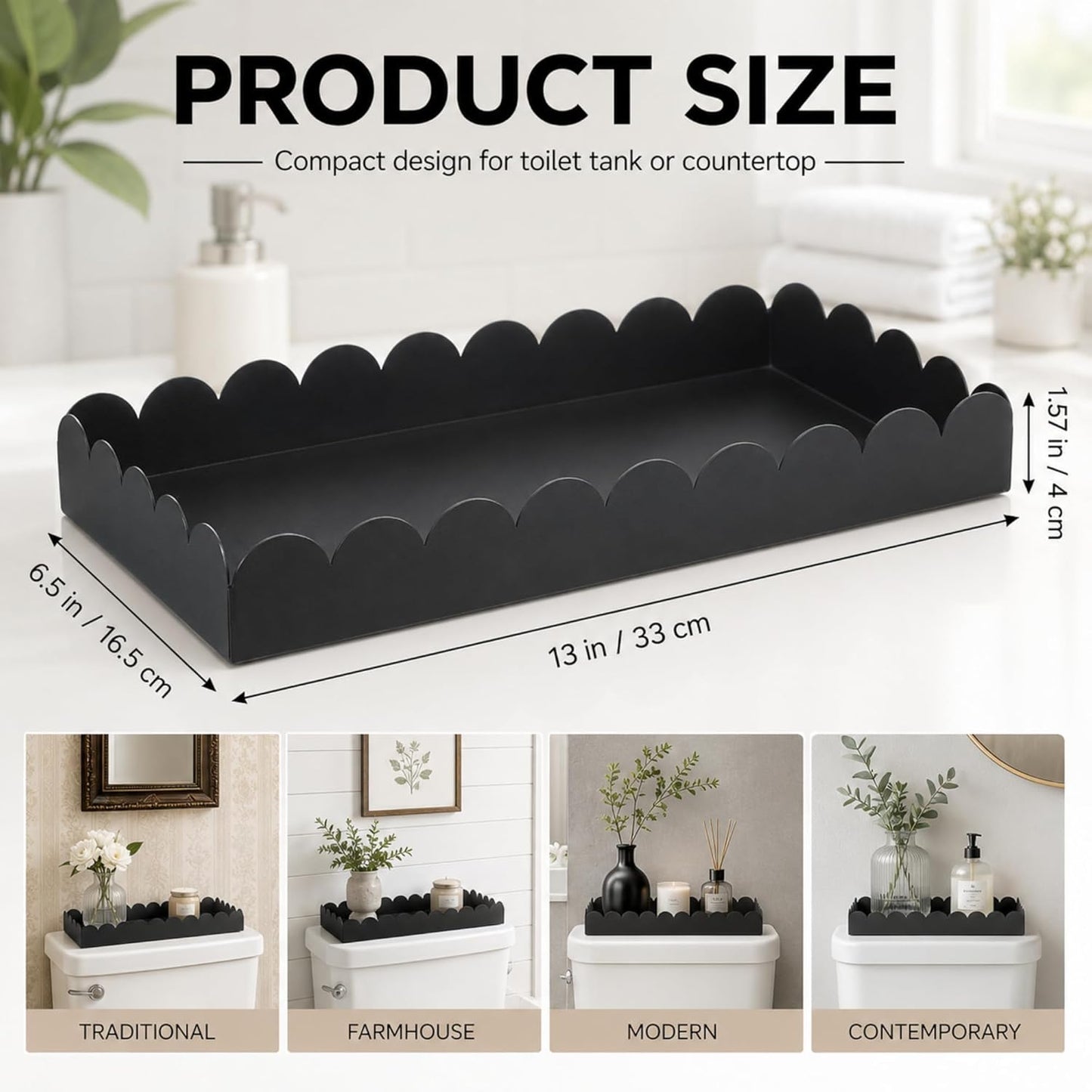 Toilet Tank Tray Metal Toilet Paper Scalloped Basket Organizer