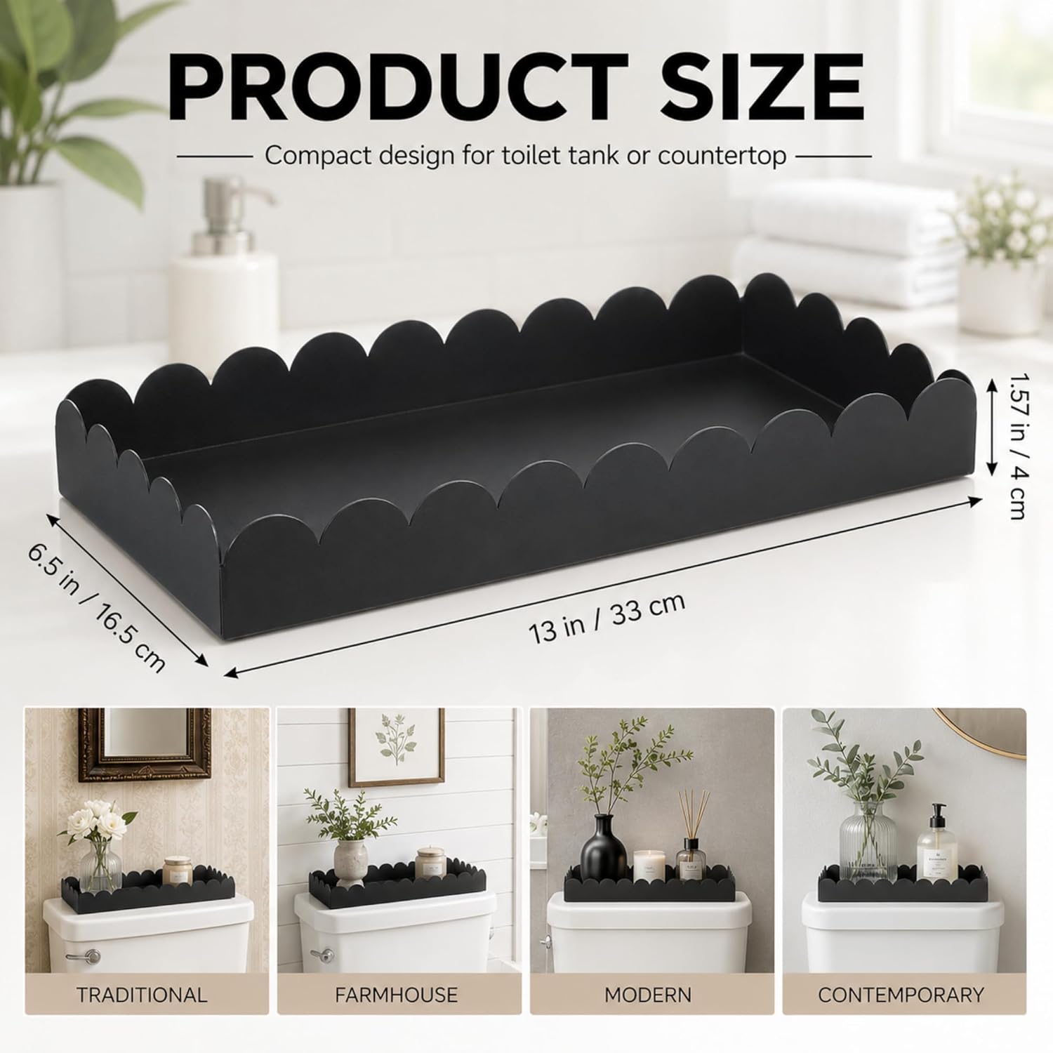 Toilet Tank Tray Metal Toilet Paper Scalloped Basket Organizer