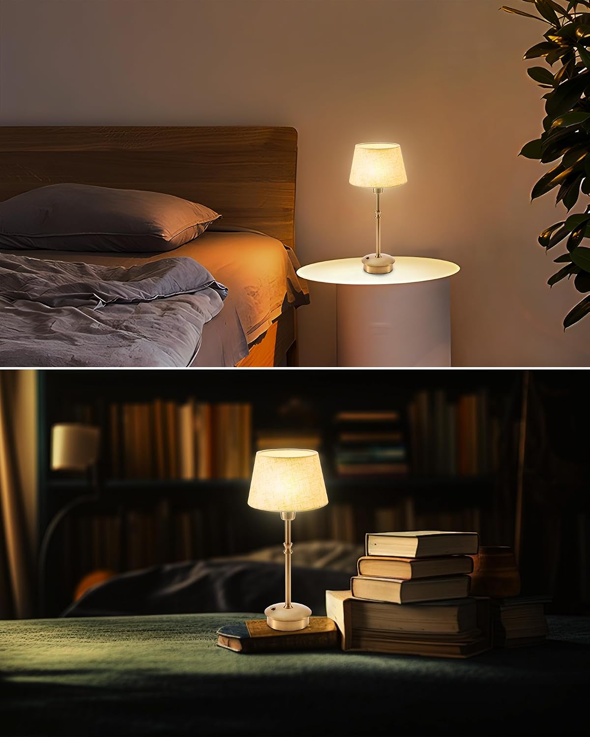 UMEXUS 2 Pack Small Cordless Rechargeable Table Lamp, Battery Operated Lamp | 3 Level Brightness Dimmable, Portable