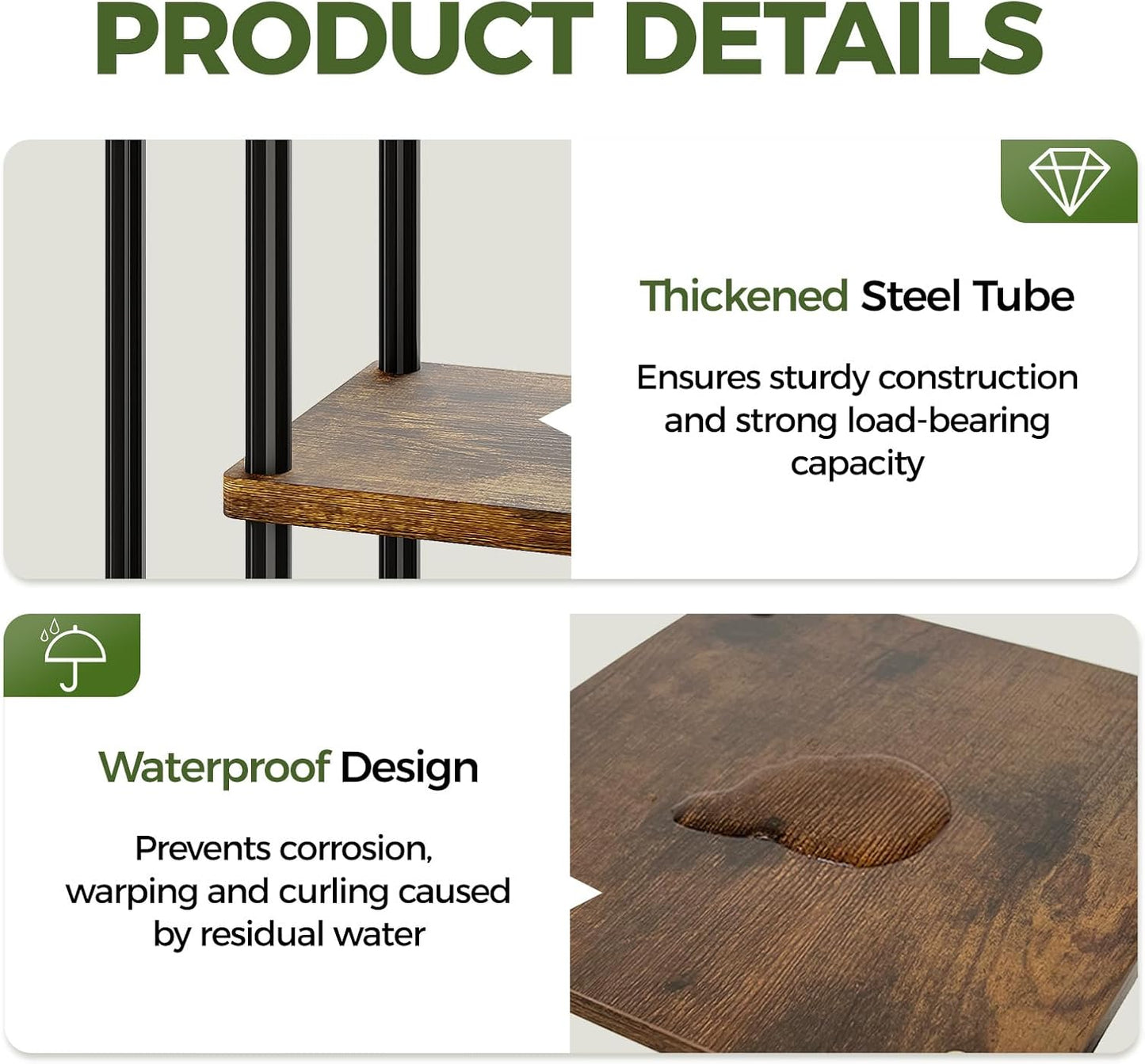 Bamworld Plant Stand 5 Tier Corner Metal Shelf Brown | Tiered shelf organizes multiple plants in living rooms