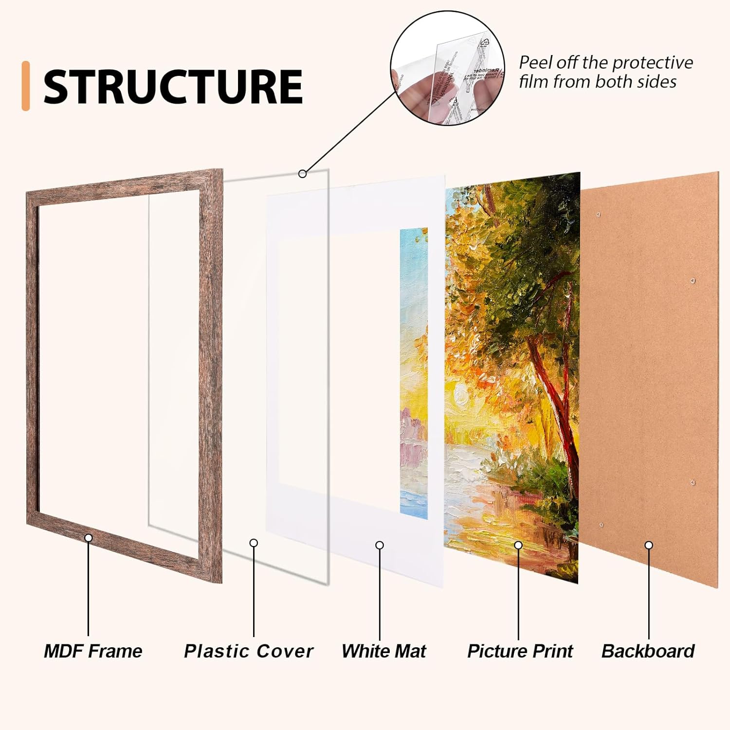 Picture Frame / Brown Photo Frames / Rustic Brown / 8 x 10