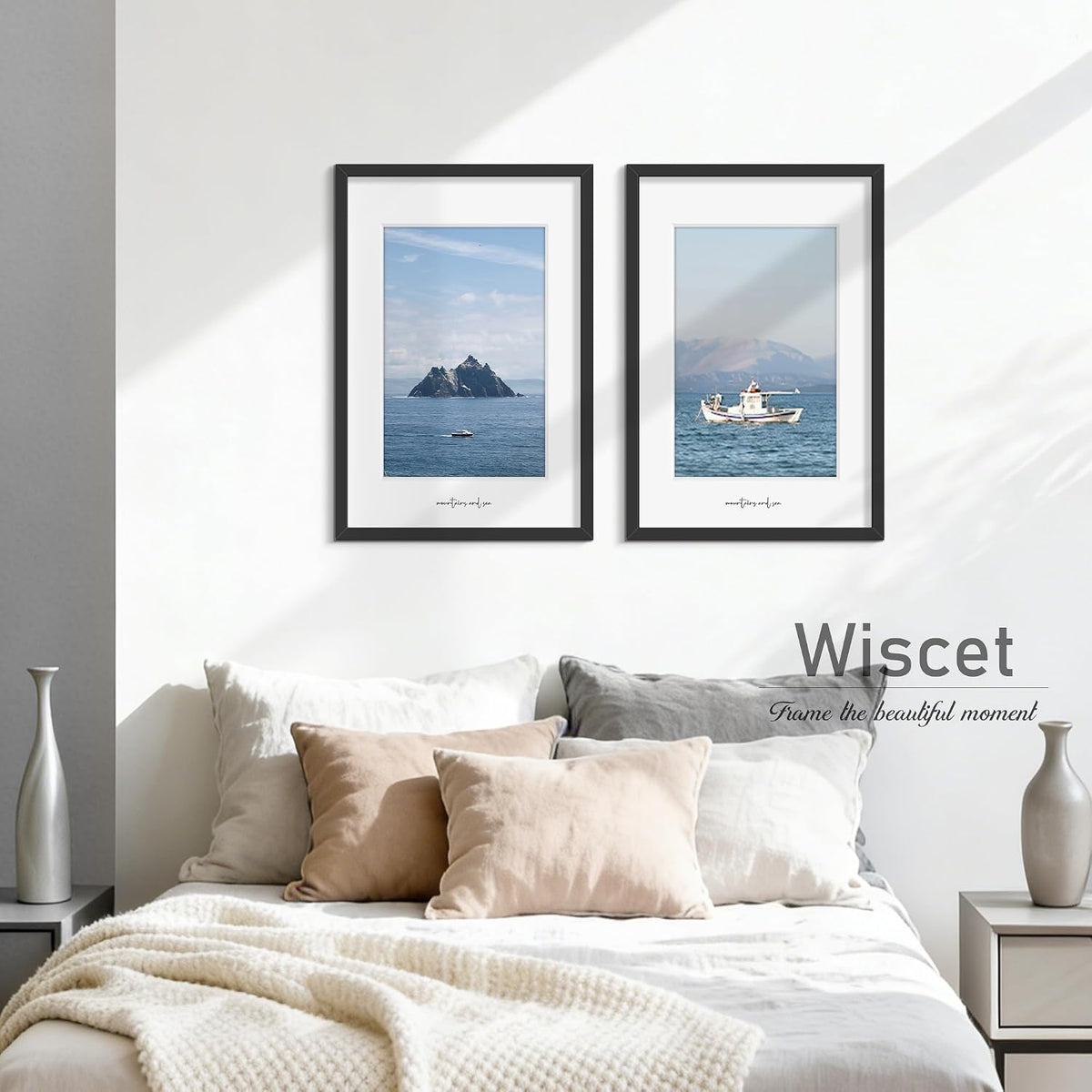 Wiscet 16x24 Picture Frame Set of 4, for Wall Mounting, Black | Display Picture 12x18 with Mat or 16x24 Poster Frame