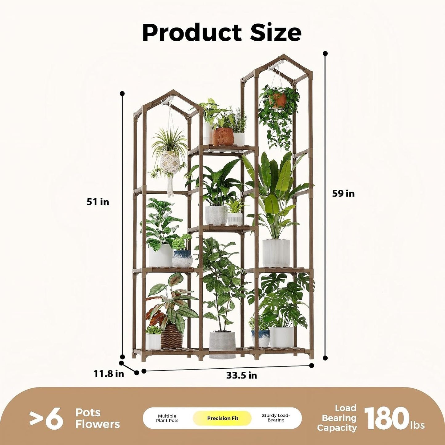 Bamworld Plant Stand with Grow Light Corner Plant Shelf Indoor with Lights Tall Plant Holder for Living Room Warm Light