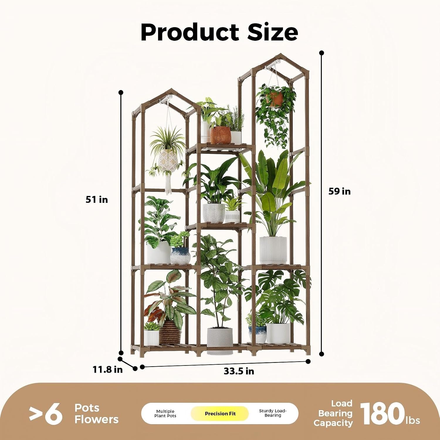 Bamworld Plant Stand with Grow Light Corner Plant Shelf Indoor with Lights Tall Plant Holder for Living Room Warm Light