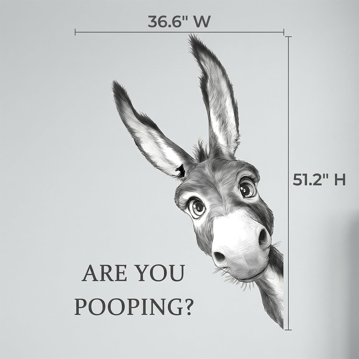 Funny Peeking Donkey are You Pooping Bathroom Wall Decals Peel and Stick