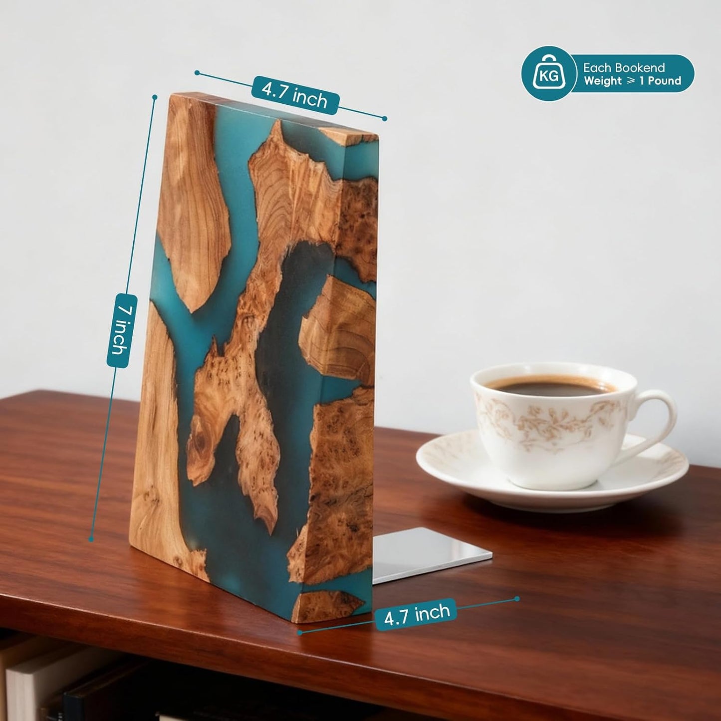 Wood Bookends / Decorative Book / Blue