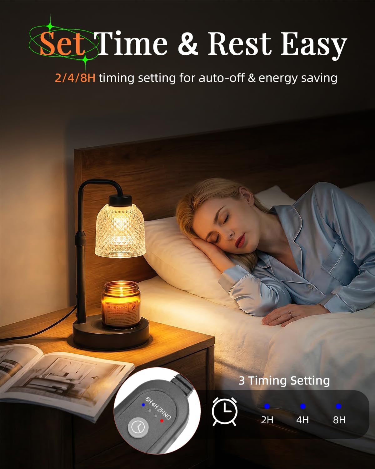 AIFEI Candle Warmer Lamp with Timer, Birthday Gifts for Women Mom CoalBlack | Flameless Candle Lamp - Dimmable