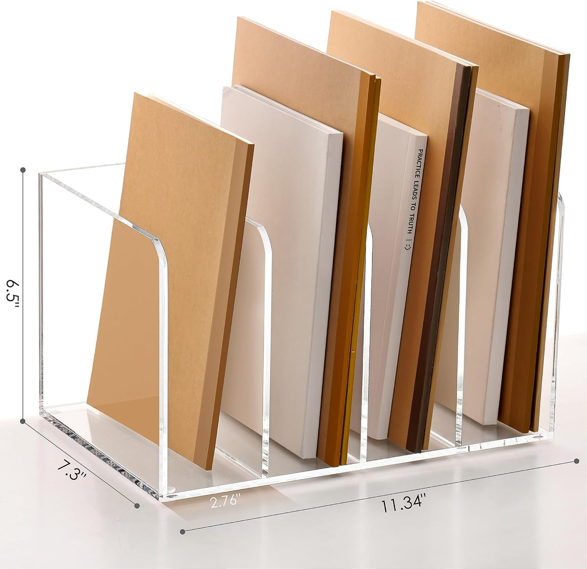 SANRUI Acrylic Magazine Holder Desk Organizer Workspace Sorter Clear 4 Slot | Bookend File Sorter Holder,Folder Rack