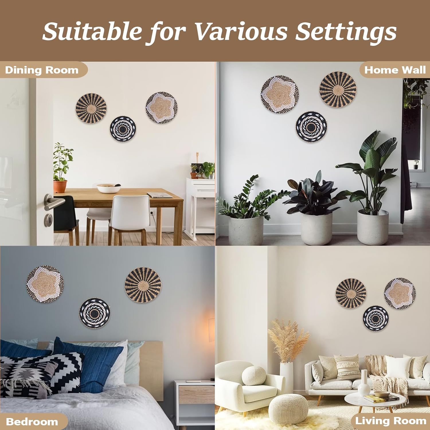 Boho Wall Basket Decor / Set of 3