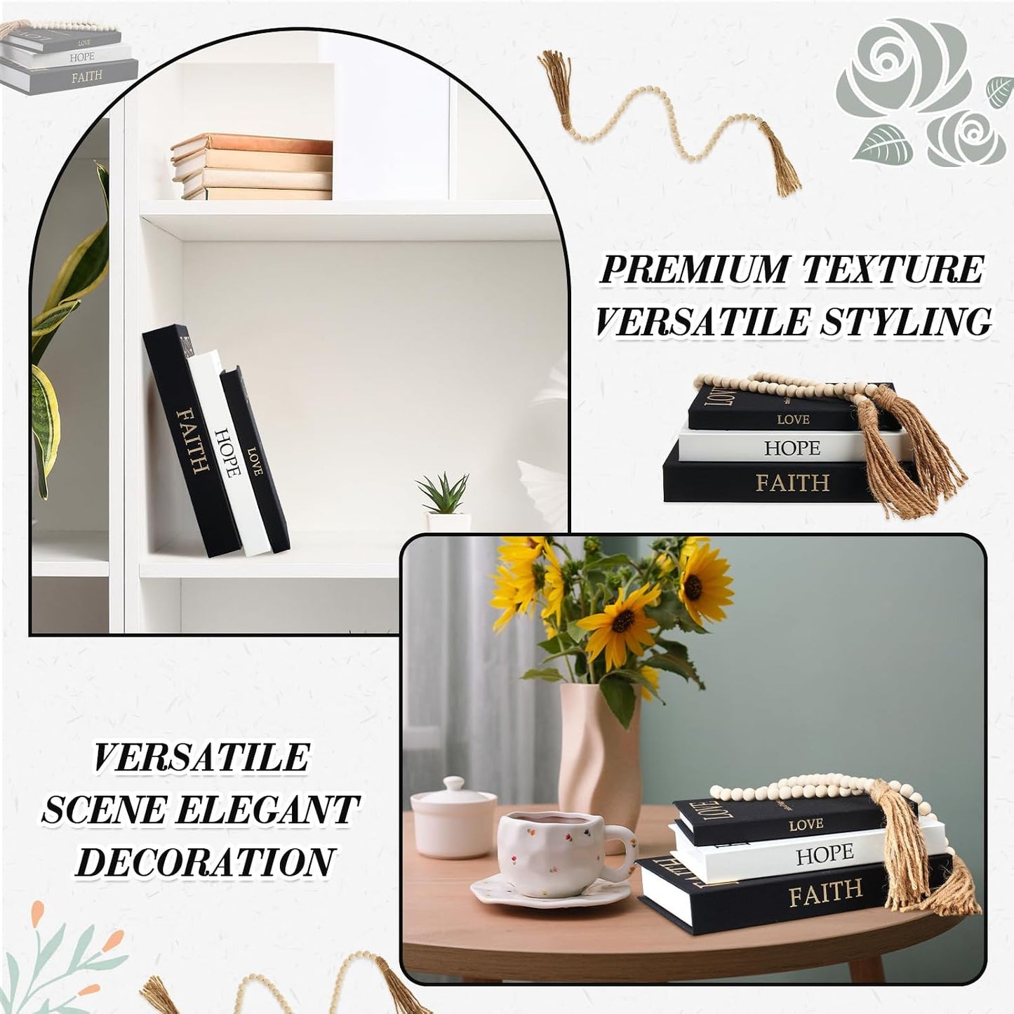Linen Decorative Books / Black / Set of 3