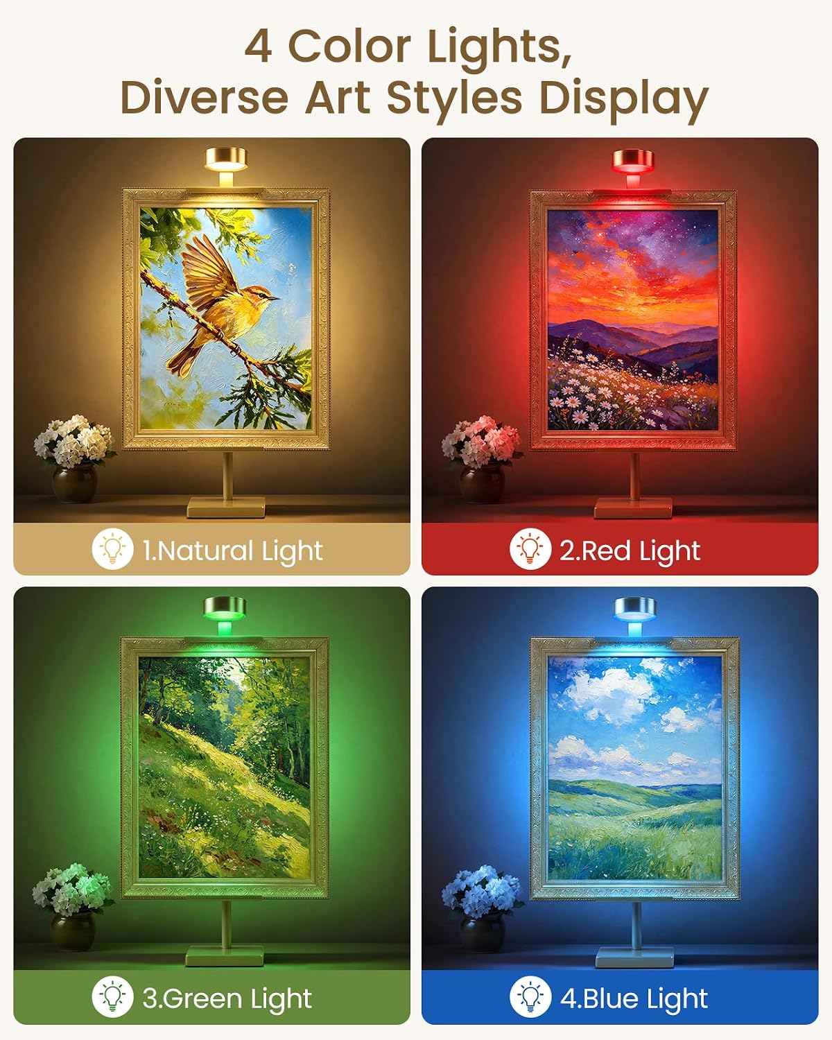 Adjustable Tabletop Easel Stand with Picture Frame Light, Gold | Picture Easels for Display Up to 29" H, Picture Frame