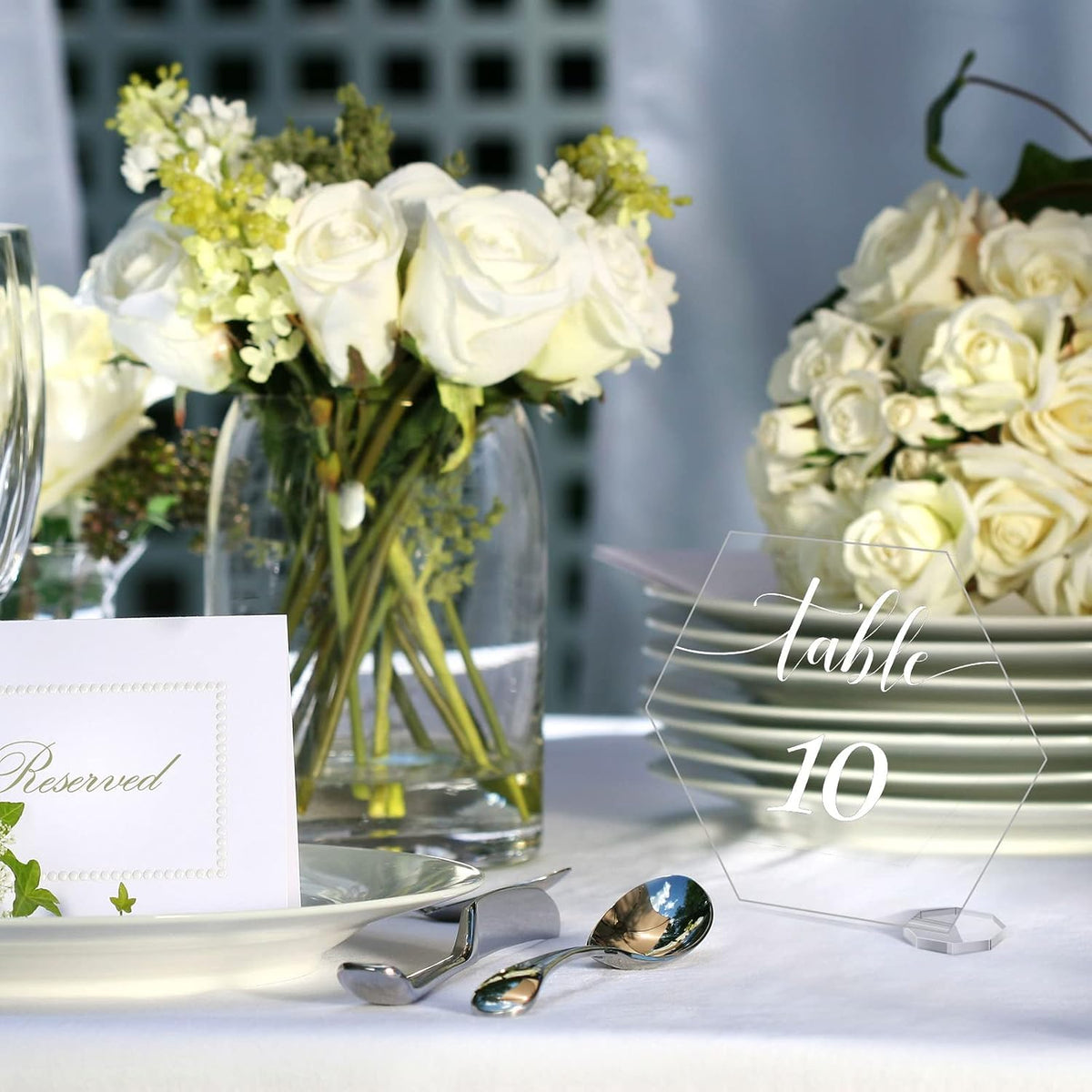 30 Pieces Acrylic Table Numbers 1-30 for Wedding Reception Clear Table Number Signs 1-30 with Stand Hexagonal Rectangle