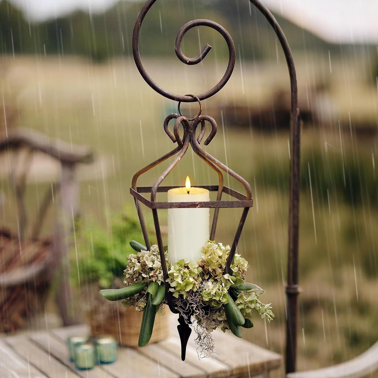 Outdoor 4pcs Flameless Waterproof Candles with Handy Remote Control, Cycle Timer Battery Operated Candle Grease Effect