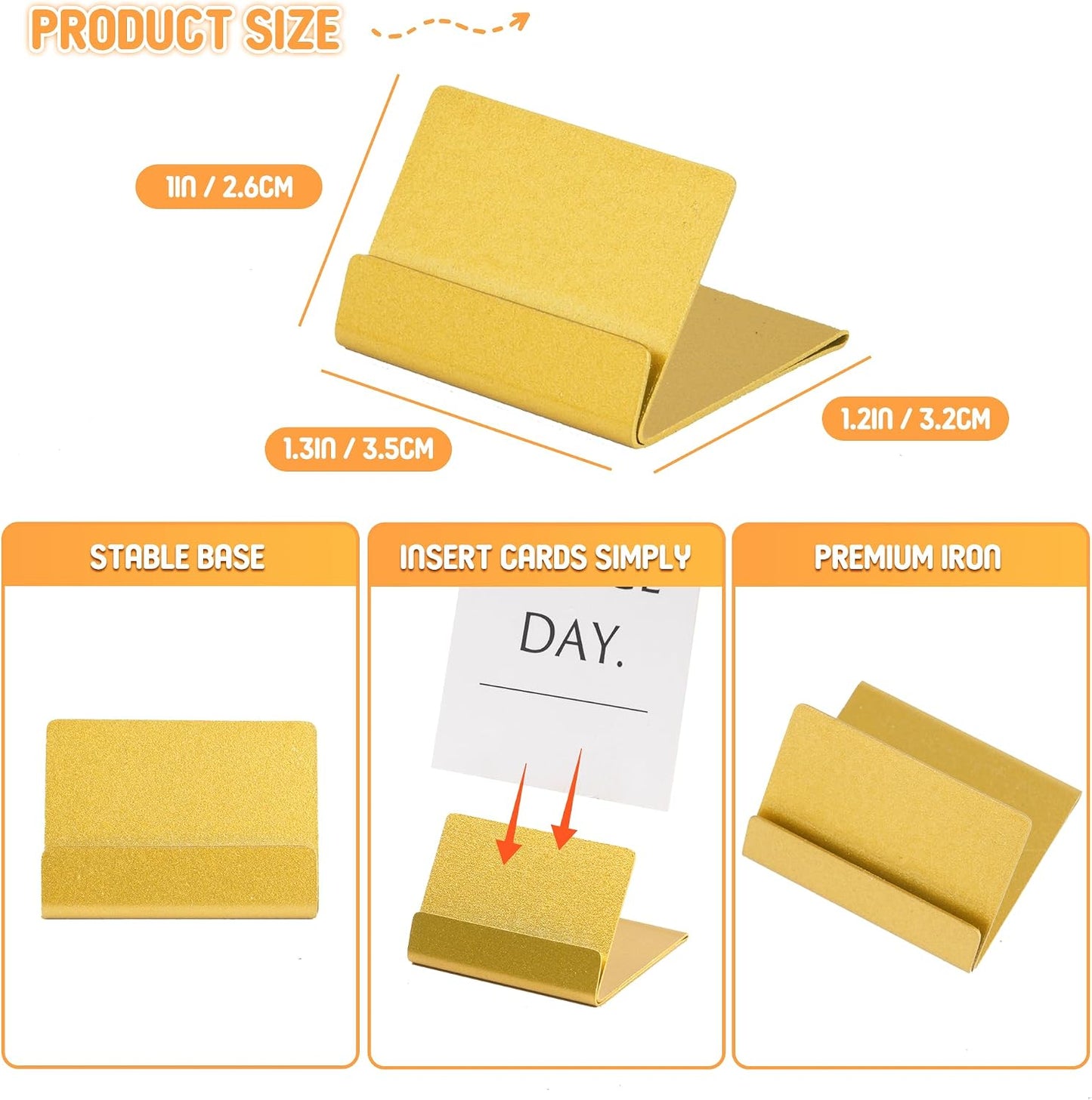 Gold Table Number Holders, 24 Pack Metal Place Card & Picture Holders | Steel Table Sign Holders,Ideal for Weddings