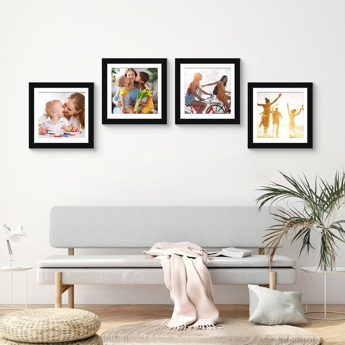 SESEAT 12x12 Picture Frame Set of 4 for Diamond Painting Art, Display Photo 10x10 or 12 x 12 Without Mat, Gallery Wall