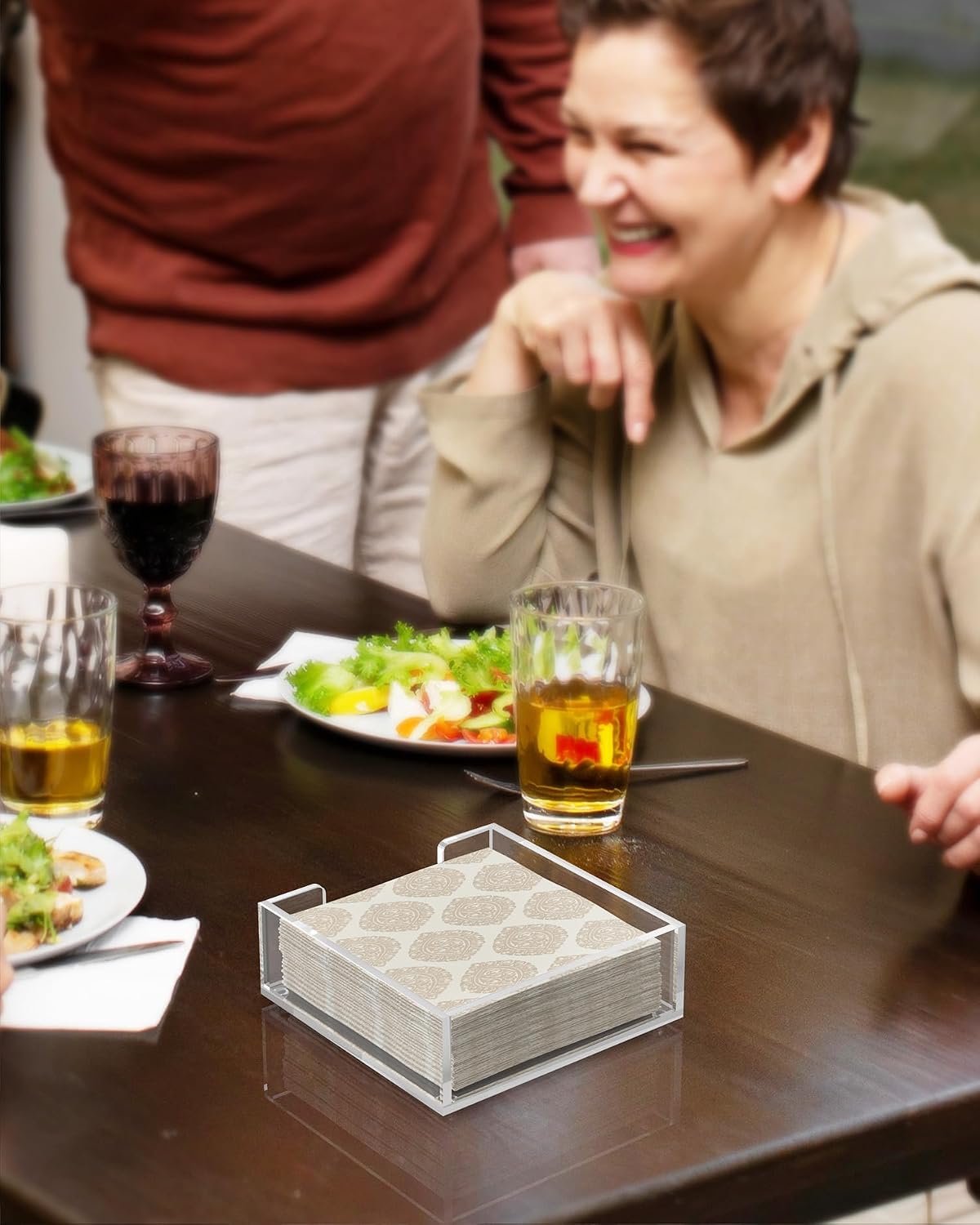 Acrylic Cocktail Napkin Holder / 5 x 5 / Inches Cocktail Napkin Holder / Clear