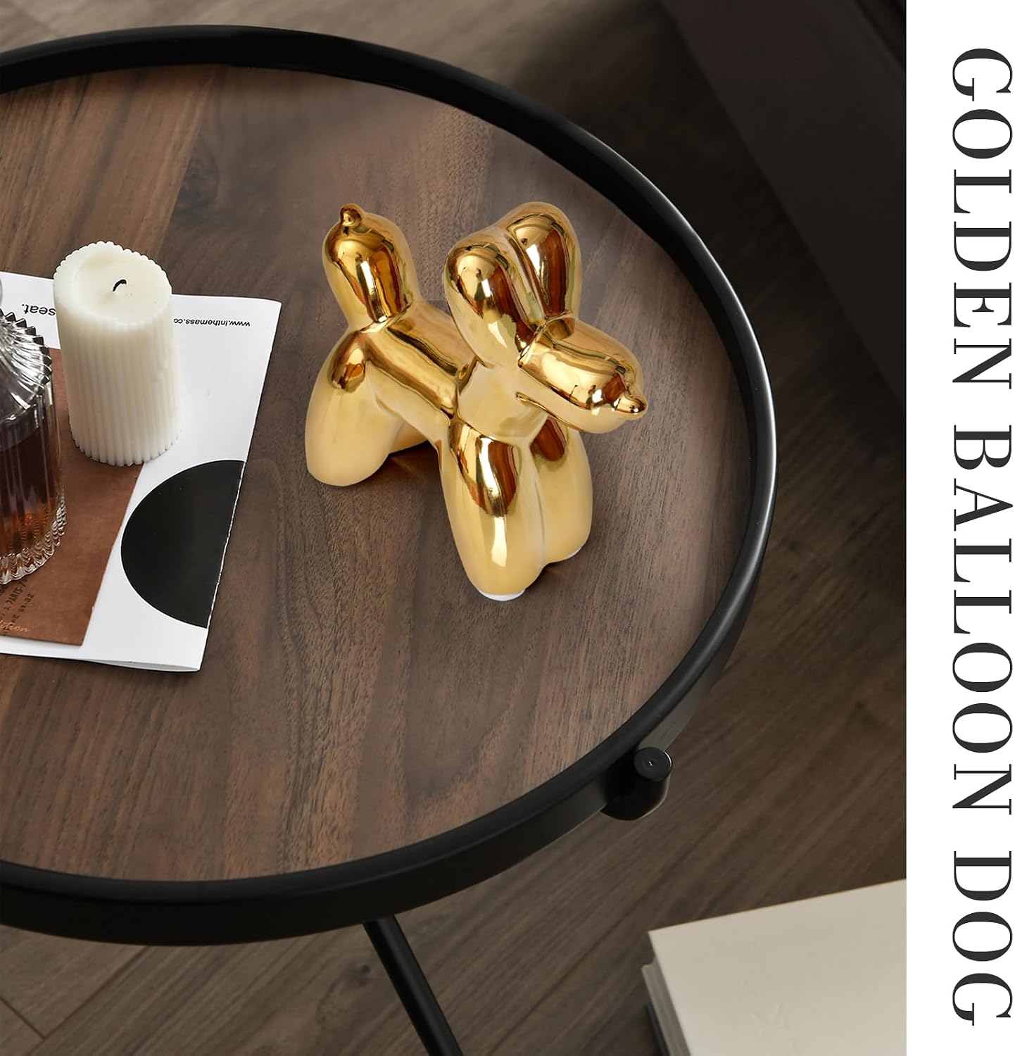 Golden Ceramics Balloon Dog Statue Crafts Living Room Desktop Decorations / Golden Dog / Large