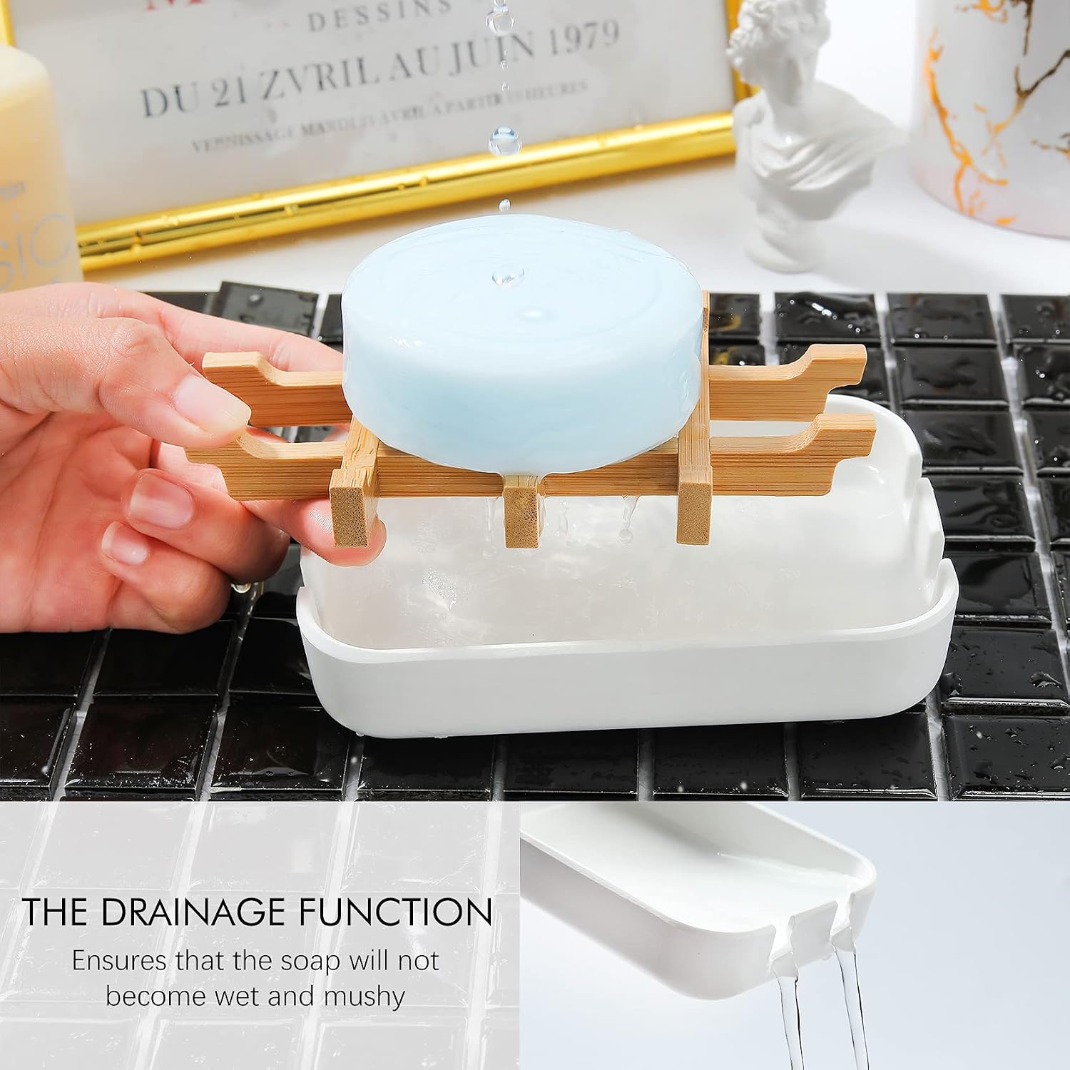 /Set Bathroom Soap Holder / Black&white / Set of 2