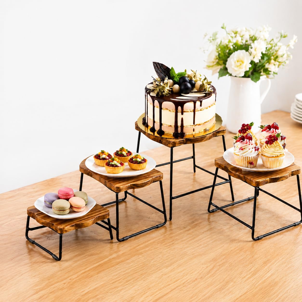 Cupcake Stand & Wood / 4 Piece Wood Buffet Risers