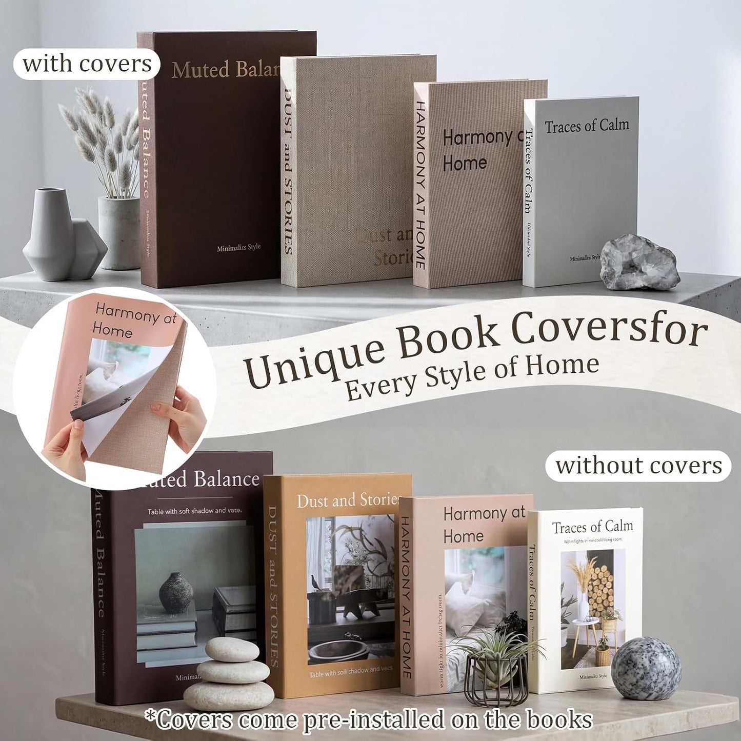 Decorative Books / Warm / Brown Series / Set of 8