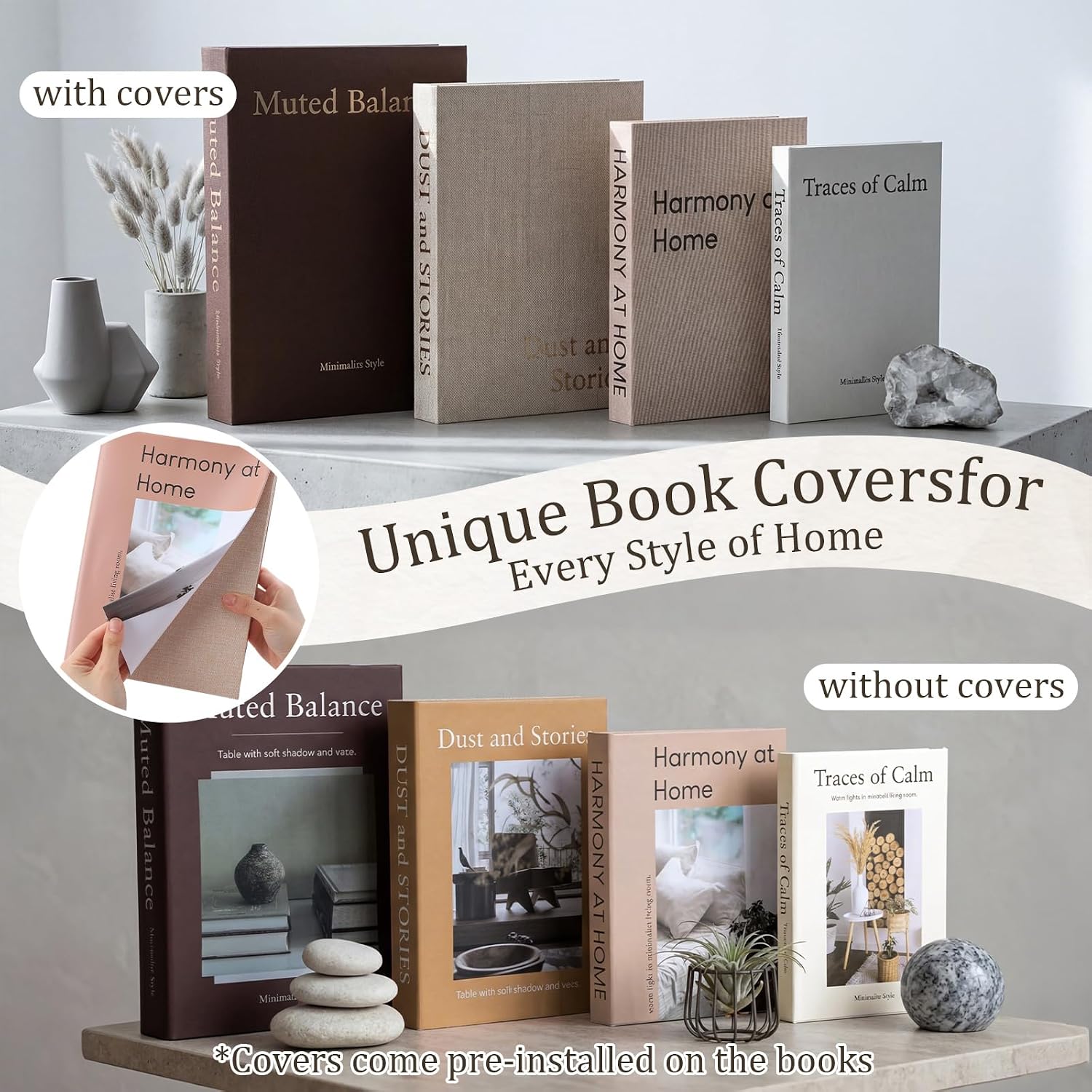 Decorative Books / Warm / Brown Series / Set of 8