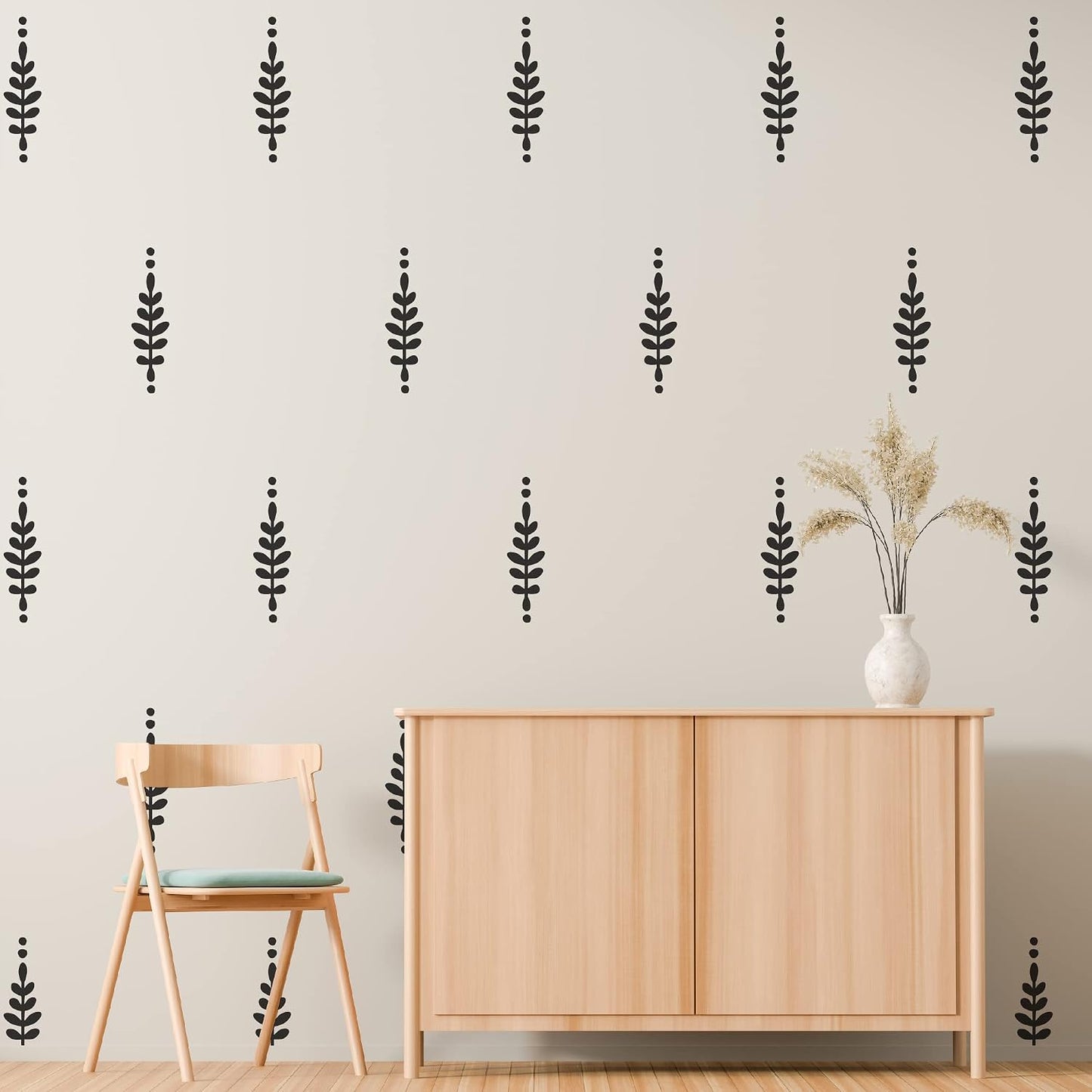 Peel and Stick Modern Boho Flower Stickers / Black
