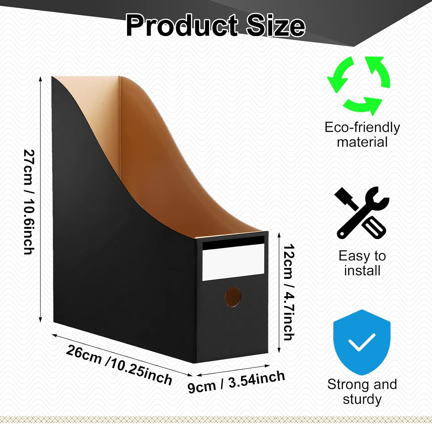 Thenshop 24 Pcs Magazine Files Cardboard Holders,Classic,Black | File Organizer Foldable Paper Storage for Desk