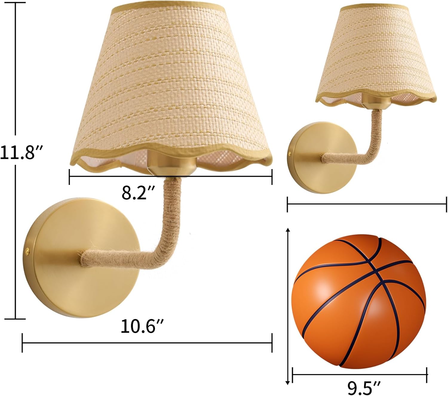 Boho Set of Two Hand Woven Ratten Wall Sconce / Hardwired / Set of 2