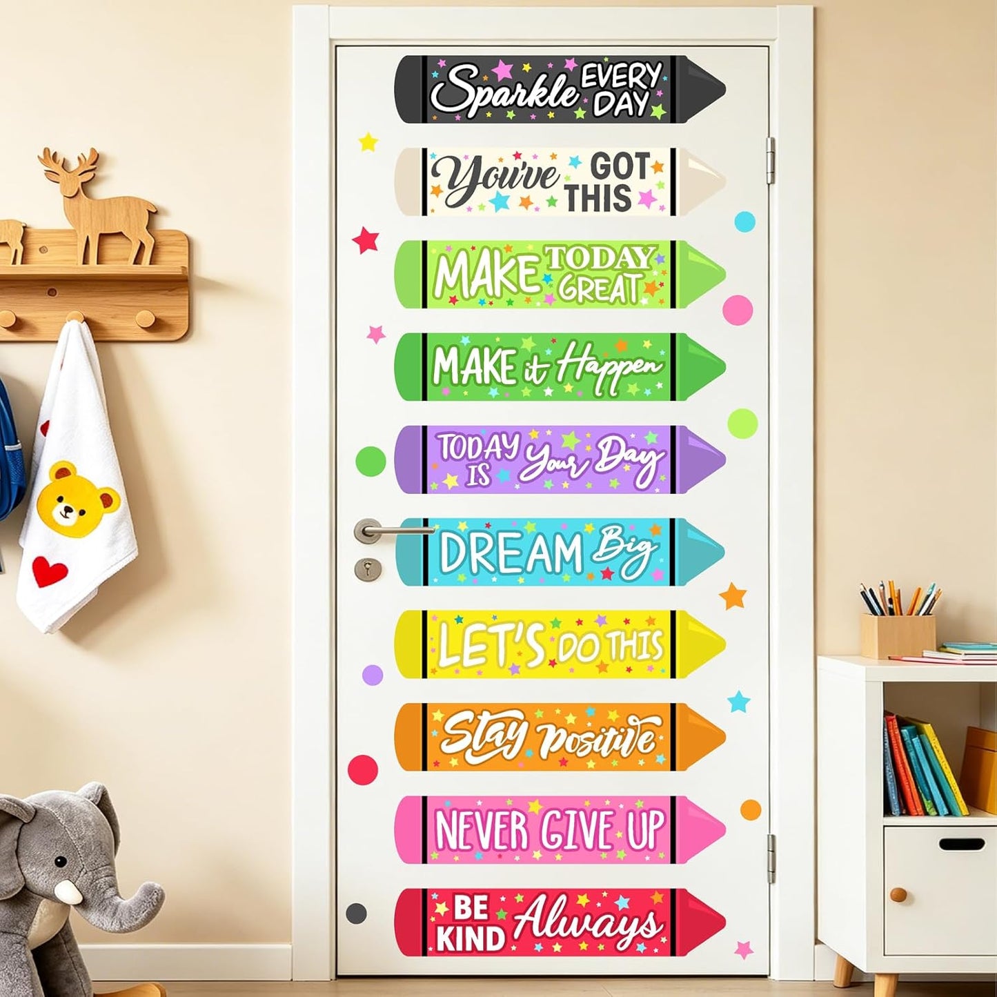 Colorful Inspirational Quotes Wall Decals Motivational Stair Stickers for Kids Peel / Red Green