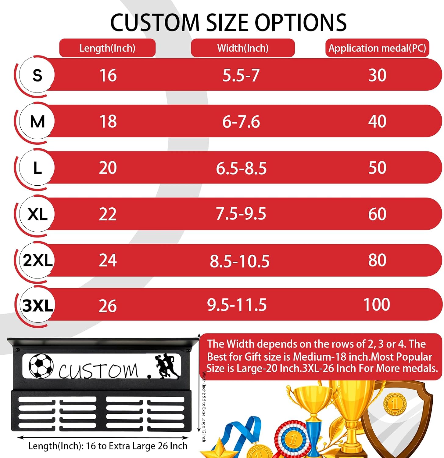 Non-Slip Trophy Shelf,Trophy and Medal Display Shelf, Medal Hanger Display For Wall with 16inchL,Shelves For Trophies