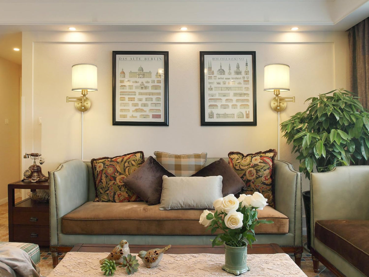 Plug in Wall Sconces with Remote Control, Dimming 10%-100% & Adjustable Colors 2700K-6500K, Hardwire or Plug-in, Swing