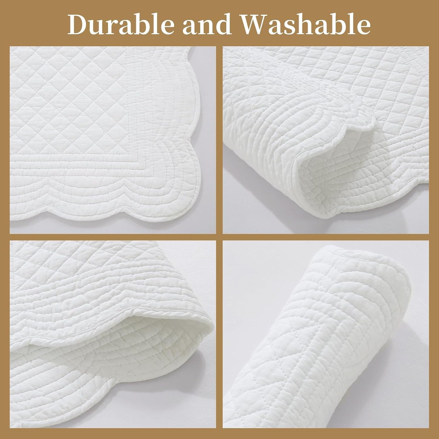 100% Cotton Quilted Placemats Set of 6,Washable Cloth Table Placemats for Kitchen & Dining Table