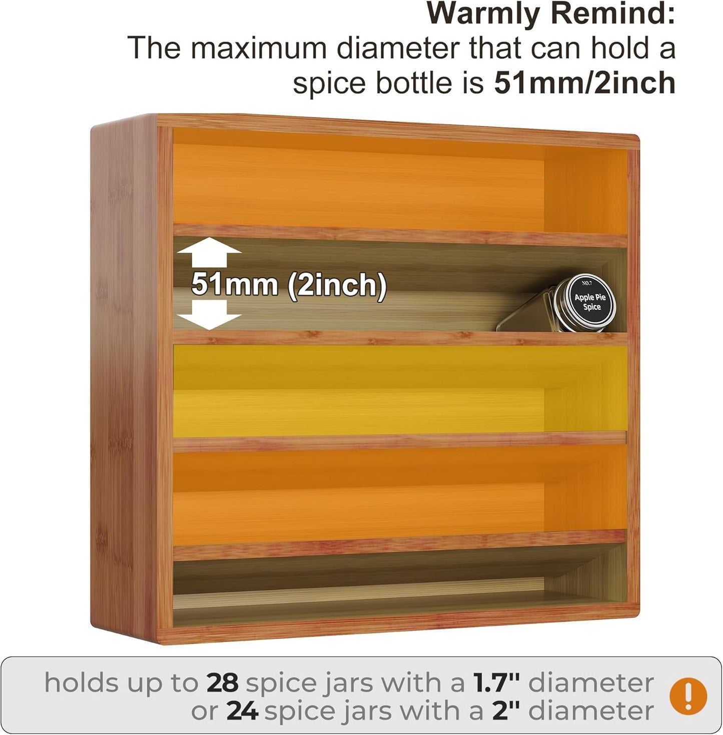 Orimade 4 Tier Spice Rack Organizer for Cabinet, Freestanding Bamboo Seasoning Rack for Countertop, Cupboard, Pantry