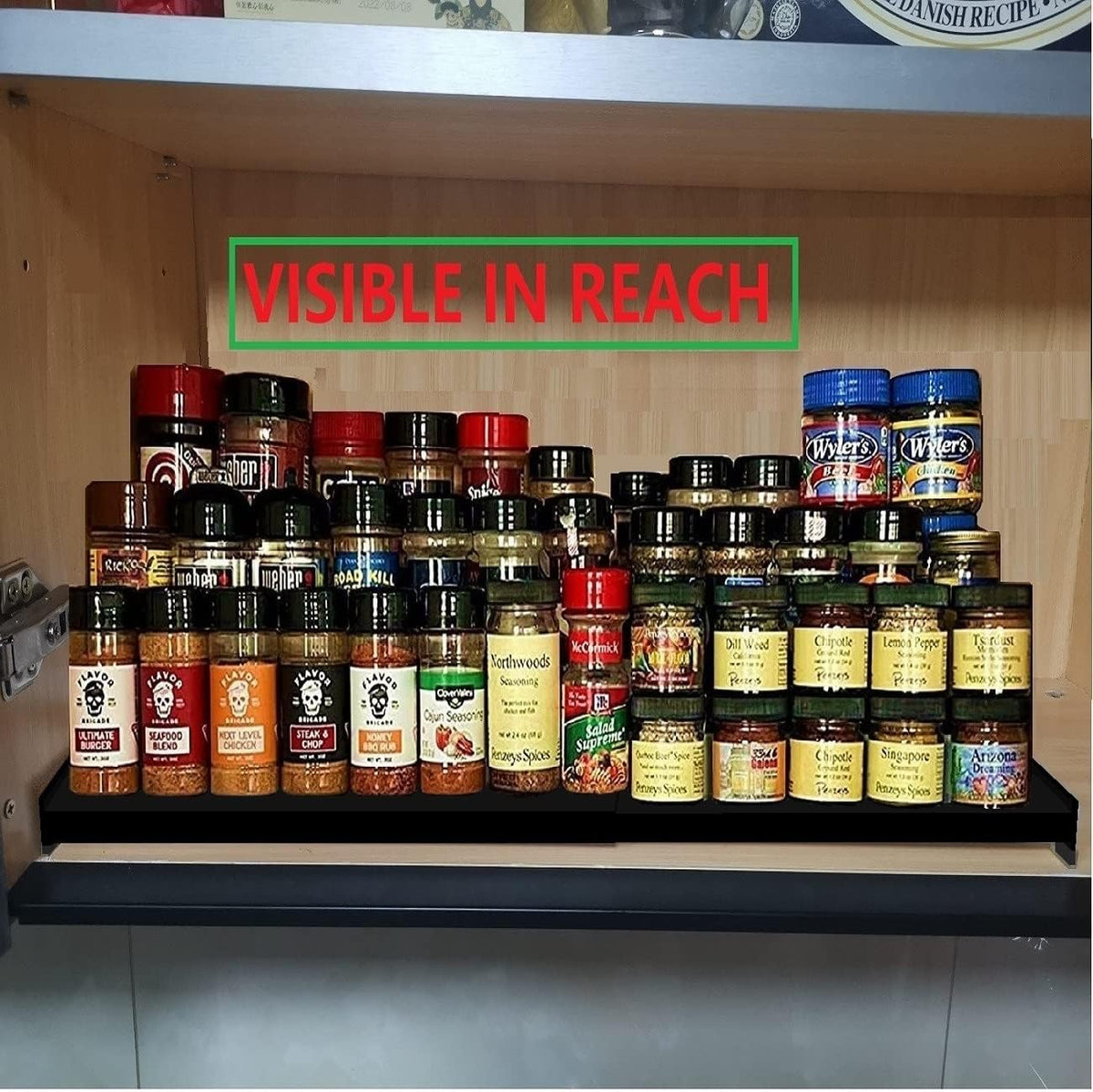Jojocross Spice Rack Organizer for Cabinet, 3 Tier Expandable Spices Storage, Great for Kitchen Cabinets