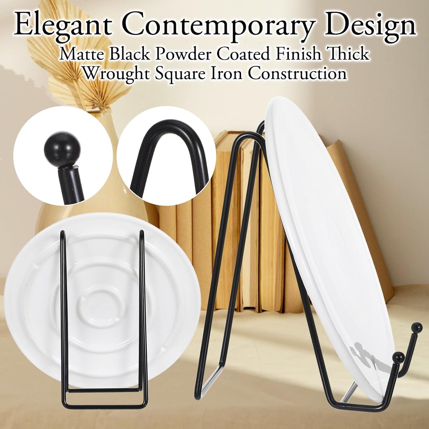 Metal Plate Display Stands / Black / 6 Inch / Set of 12