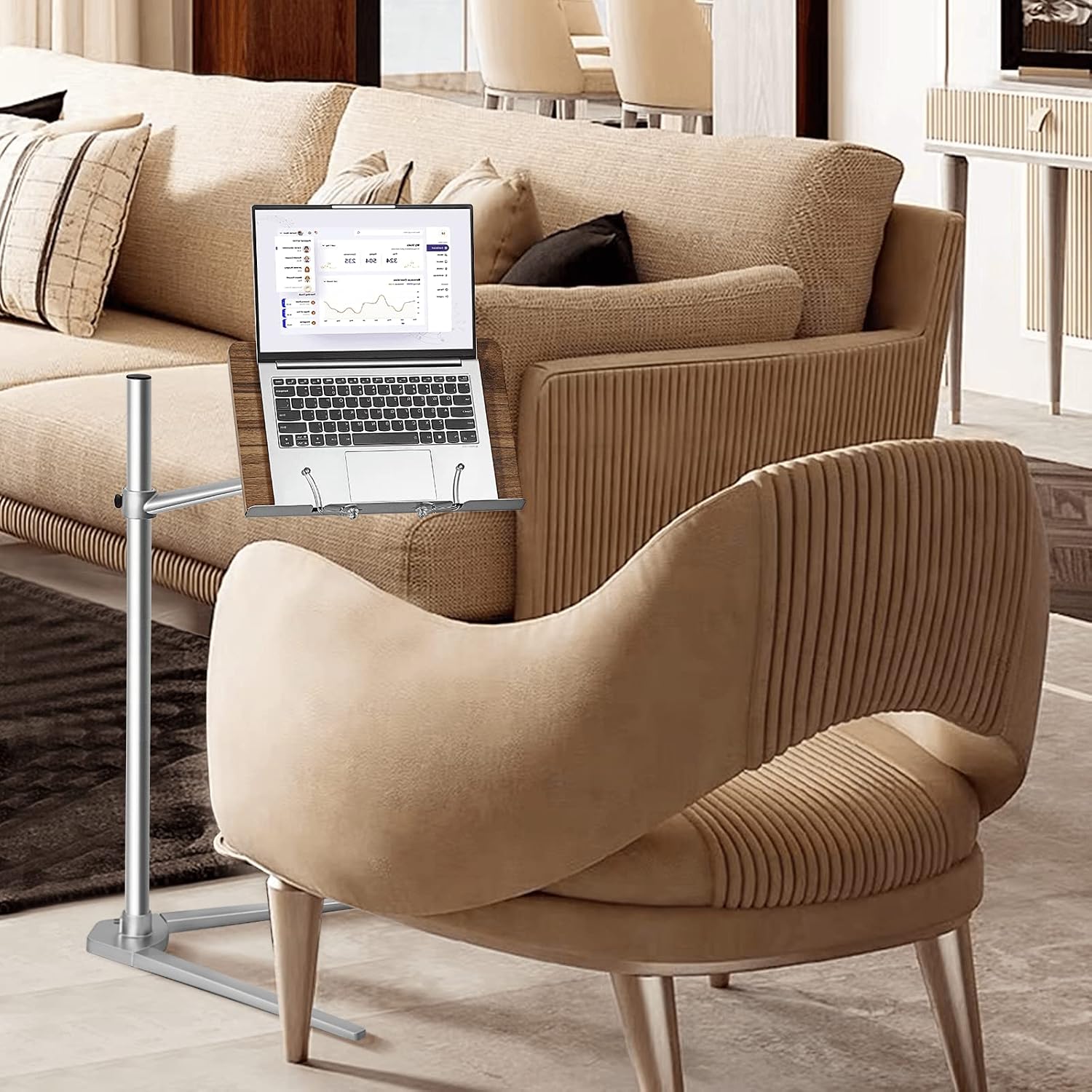 Bookstand, WoodPad, Rotating Holder for Laptop/Tablet/Phone, 2 Spring Clips
